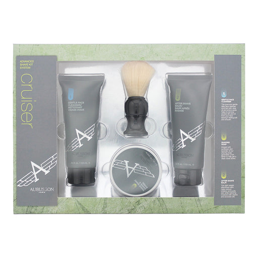 Aubusson Cruiser Grooming Gift Set 100ml Aftershave Balm + 100ml Cleanser + 60g Soap + Shaving Brush