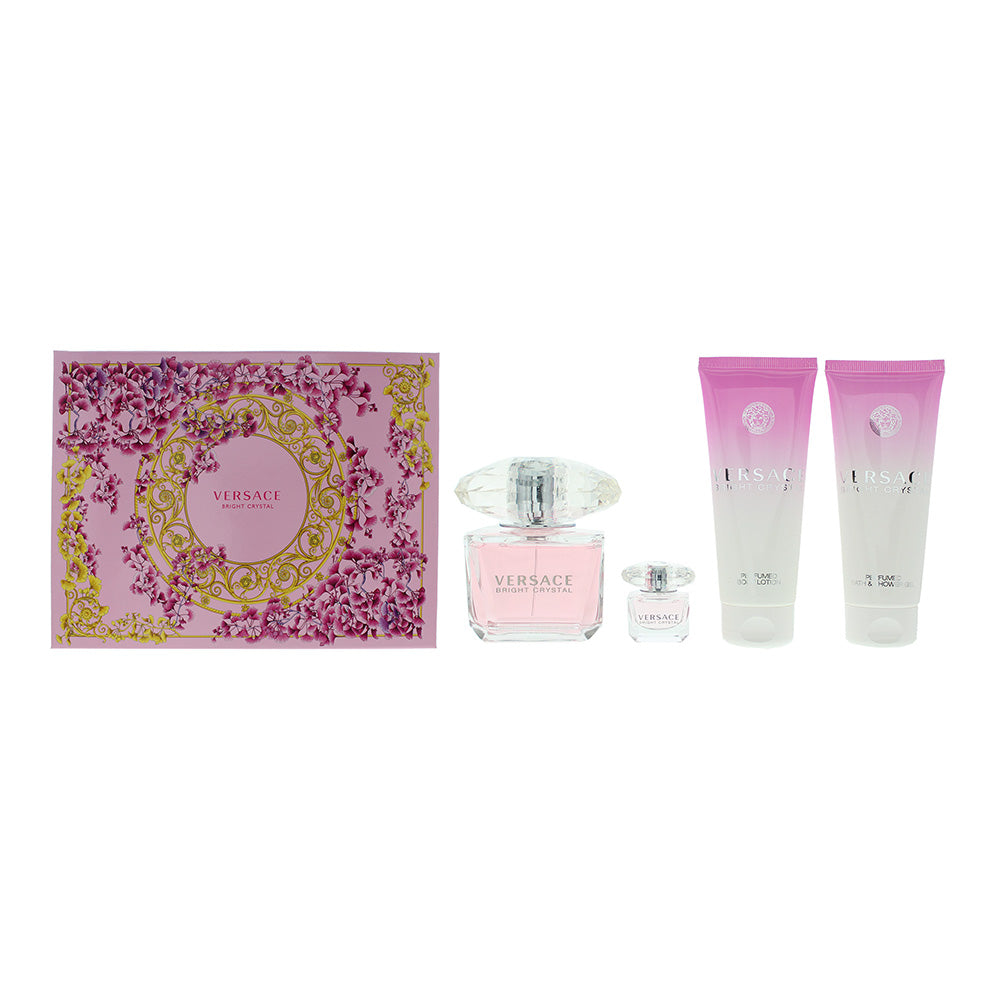 Versace Bright Crystal Gift Set 90ml EDT + 100ml Body Lotion + 100ml Shower Gel + 5ml EDT - Fragrance at MyBeautyBoutique by Versace
