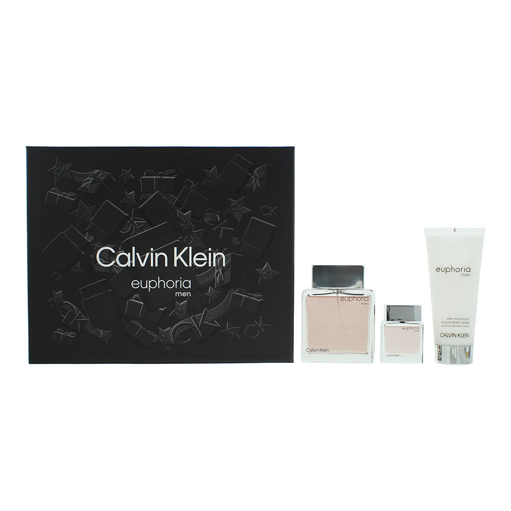 Calvin Klein Euphoria Men 3 Piece Gift Set: Eau De Toilette 100ml - Aftershave Balm 100ml - Eau De Toilette 15ml - Gift Set at MyBeautyBoutique by Calvin Klein