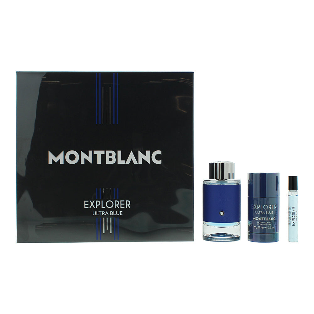 Montblanc Explorer Ultra Blue 3 Piece Gift Set: Eau De Parfum 100ml - Eau De Parfum 7.5ml - Deodorant - Gift Set at MyBeautyBoutique by Montblanc