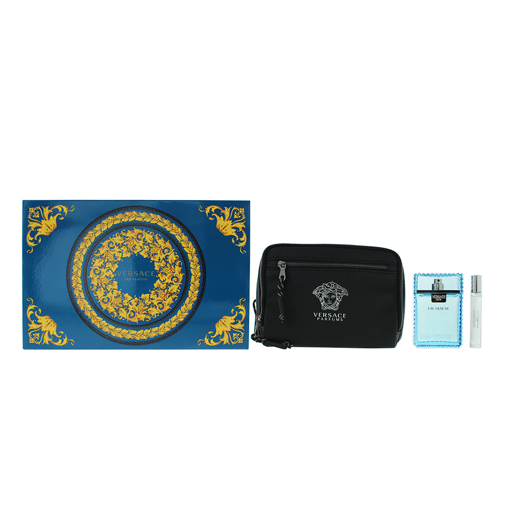 Versace Man Eau Fraiche 3 Piece Gift Set: Eau De Toilette 100ml - Eau De Toilette 10ml - Bag - Gift Set at MyBeautyBoutique by Versace