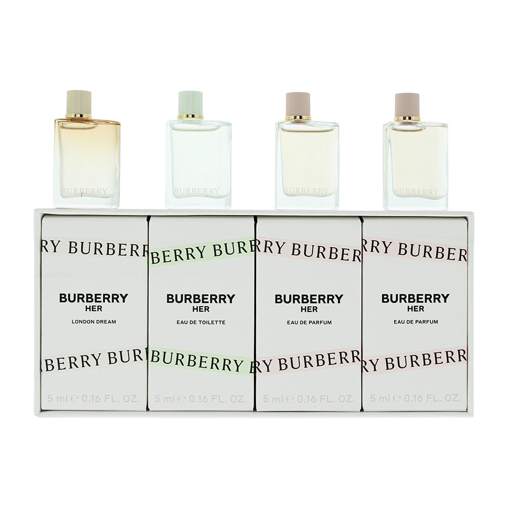 Burberry Her 4 Piece Gift Set: Eau De Parfum 5ml - Eau De Parfum 5ml - Eau De Toilette 5ml - London Dream Eau De Parfum 5ml - Gift Set at MyBeautyBoutique by Burberry