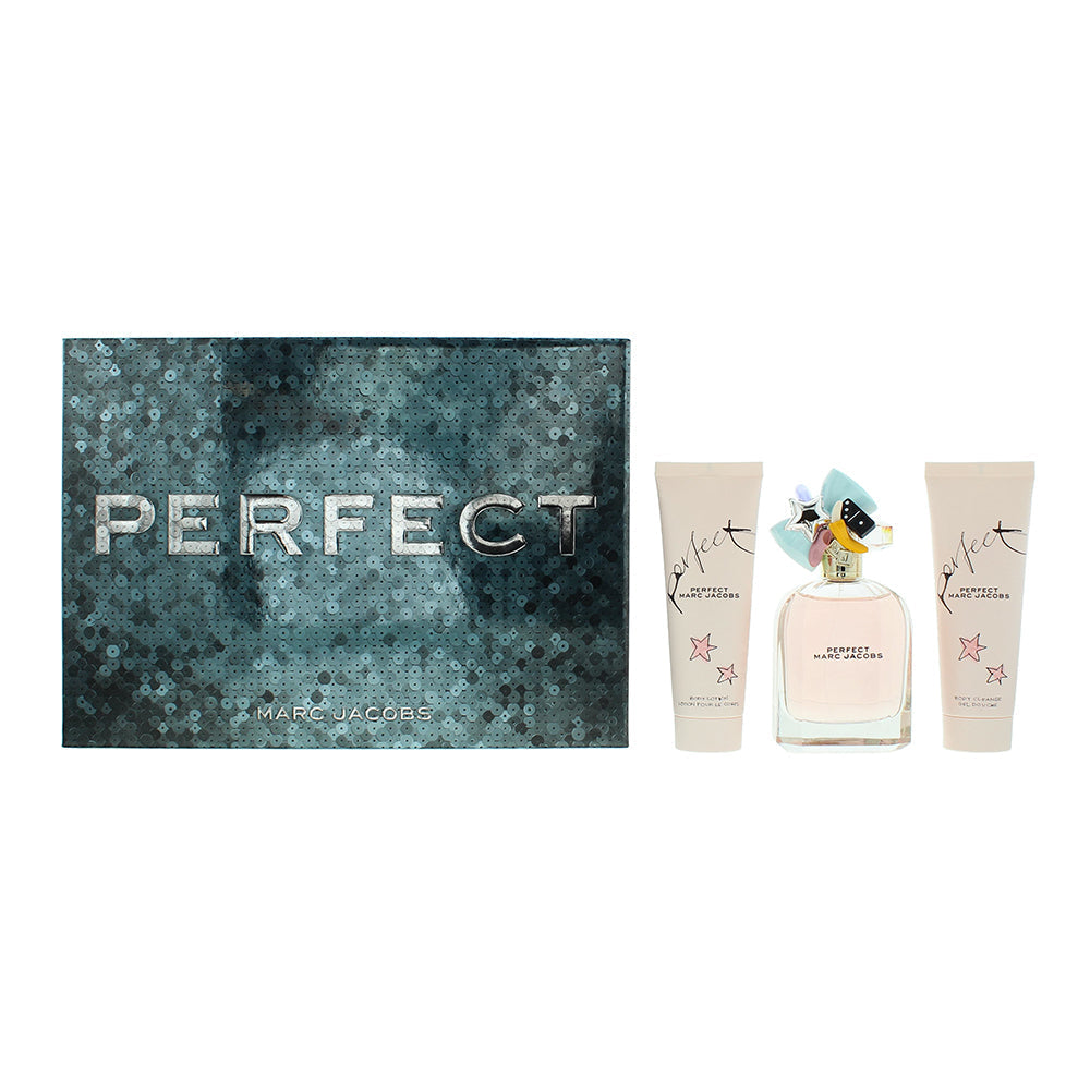 Marc Jacobs Perfect 3 Piece Gift Set: Eau de Parfum 100ml - Body Lotion 75ml - Shower Gel 75ml - Gift Set at MyBeautyBoutique by Marc Jacobs