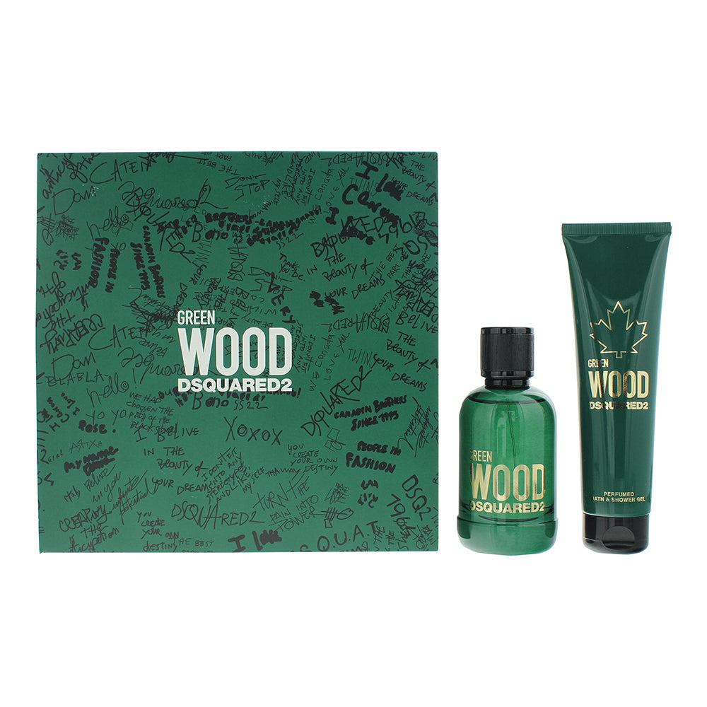 Dsquared2 Green Wood 2 Piece Gift Set: Eau de Toilette 100ml - Shower Gel 150ml - Gift Set at MyBeautyBoutique by Dsquared2