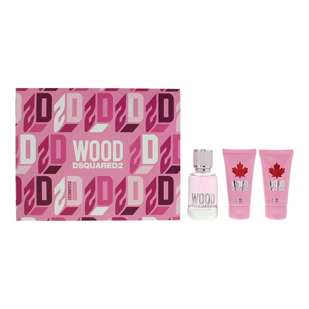 Dsquared2 Wood 3 Piece Gift Set: Eau de Toilette 50ml - Shower Gel 50ml - Body Lotion 50ml - Gift Set at MyBeautyBoutique by Dsquared2