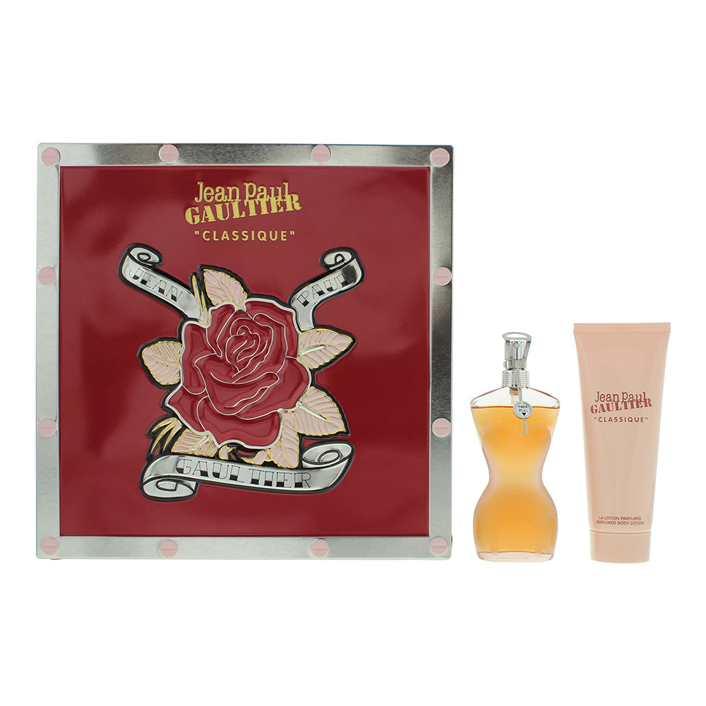 Jean Paul Gaultier Classique 2 Piece Gift Set: Eau De Toilette 50ml - Body Lotion 75ml - Gift Set at MyBeautyBoutique by Jean Paul Gaultier