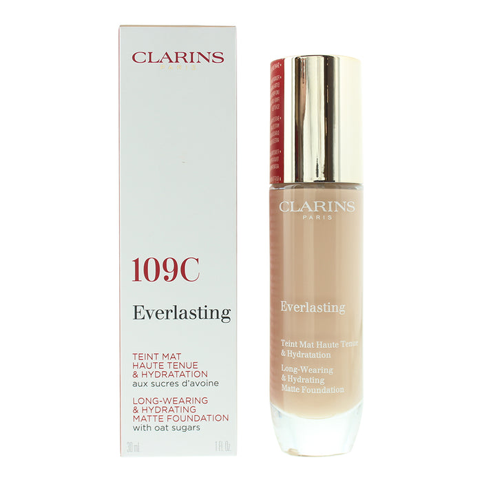 Clarins Everlasting Long Wearing  Hydrating 109C Wheat Matte Foundation 30ml