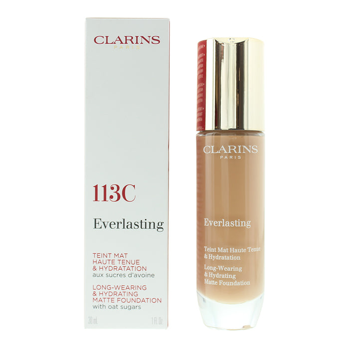 Clarins Everlasting Long Wearing  Hydrating 113C Chestnut Matte Foundation 30ml