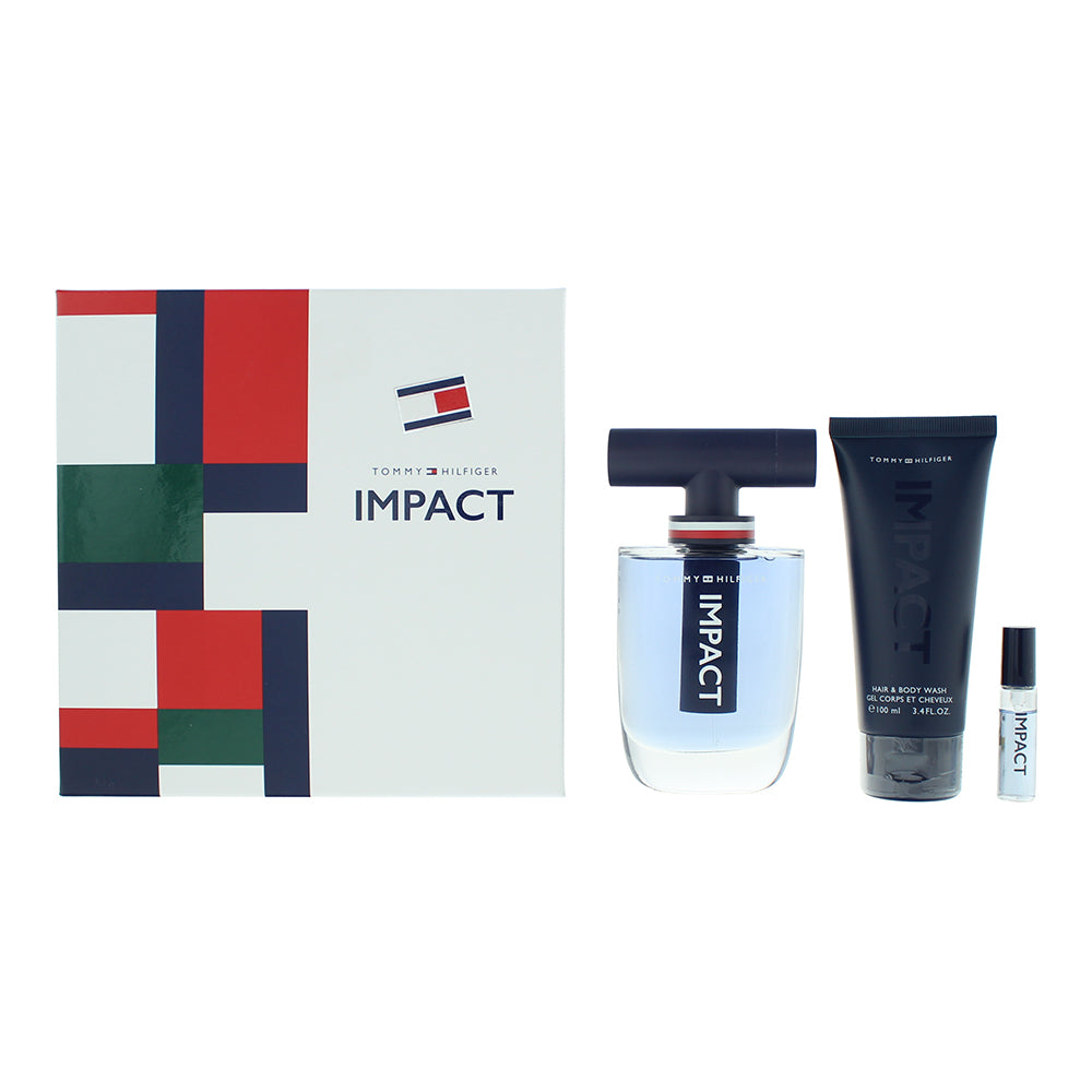 Tommy Hilfiger Impact 3 Piece Gift Set: Eau de Toilette 100ml - Eau de Toilette 4ml - Body Wash 100ml