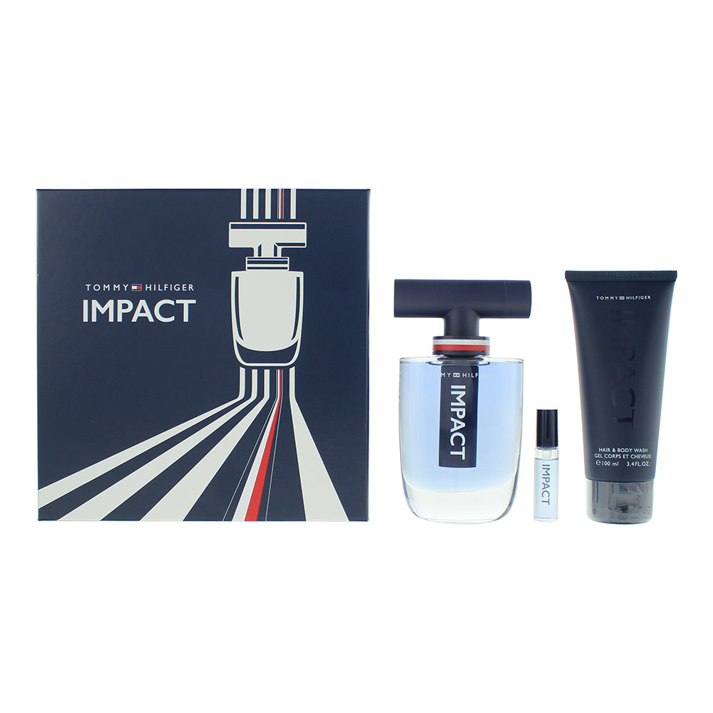 Tommy Hilfiger Impact 3 Piece Gift Set: Eau de Toilette 100ml - Body Wash 100ml - Eau de Toilette 4ml