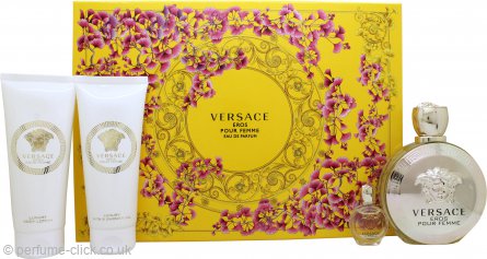 Versace Eros pour Femme Gift Set 100ml EDP + 5ml EDP + 100ml Body Lotion + 100ml Shower Gel - Fragrance at MyBeautyBoutique by Versace