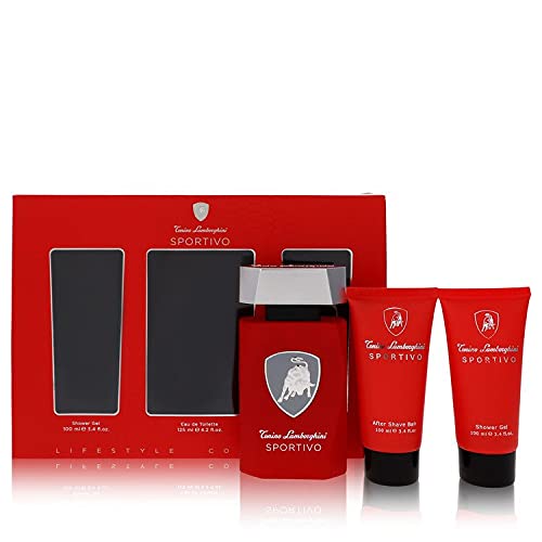 Lamborghini Sportivo 3 Piece Gift Set: Eau De Toilette 125ml - Shower Gel 100ml - Aftershave Balm 100ml - Gift Set at MyBeautyBoutique by Tonino Lamborghini