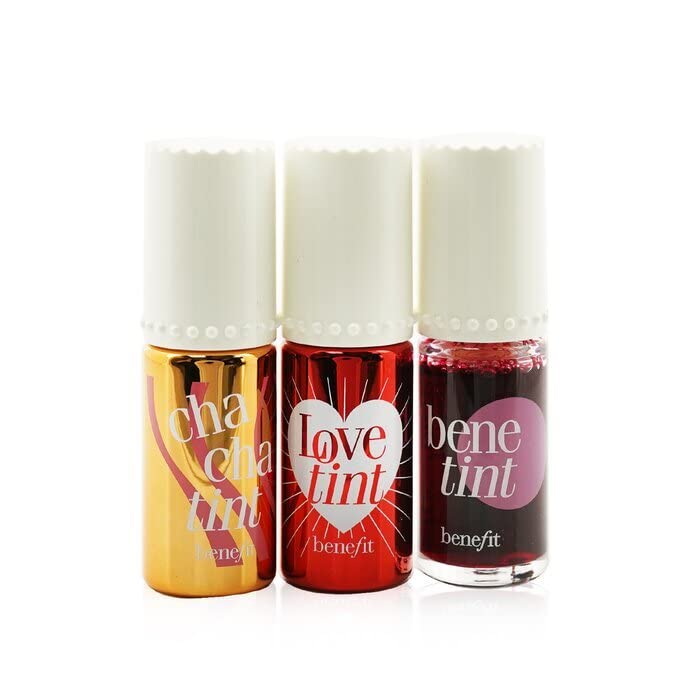 Benefit Lip Tints To Love Gift Set 6ml Cha Cha Tint Mango + 6ml Love Tint Fiery Red + 6ml Benetint Rose