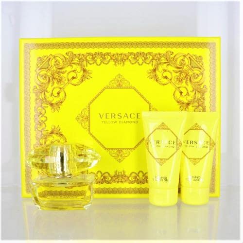 Versace Yellow Diamond 3 Piece Gift Set: Eau De Toilette 50ml - Bath Shower Gel 50ml - Body Lotion 50ml - Gift Set at MyBeautyBoutique by Versace