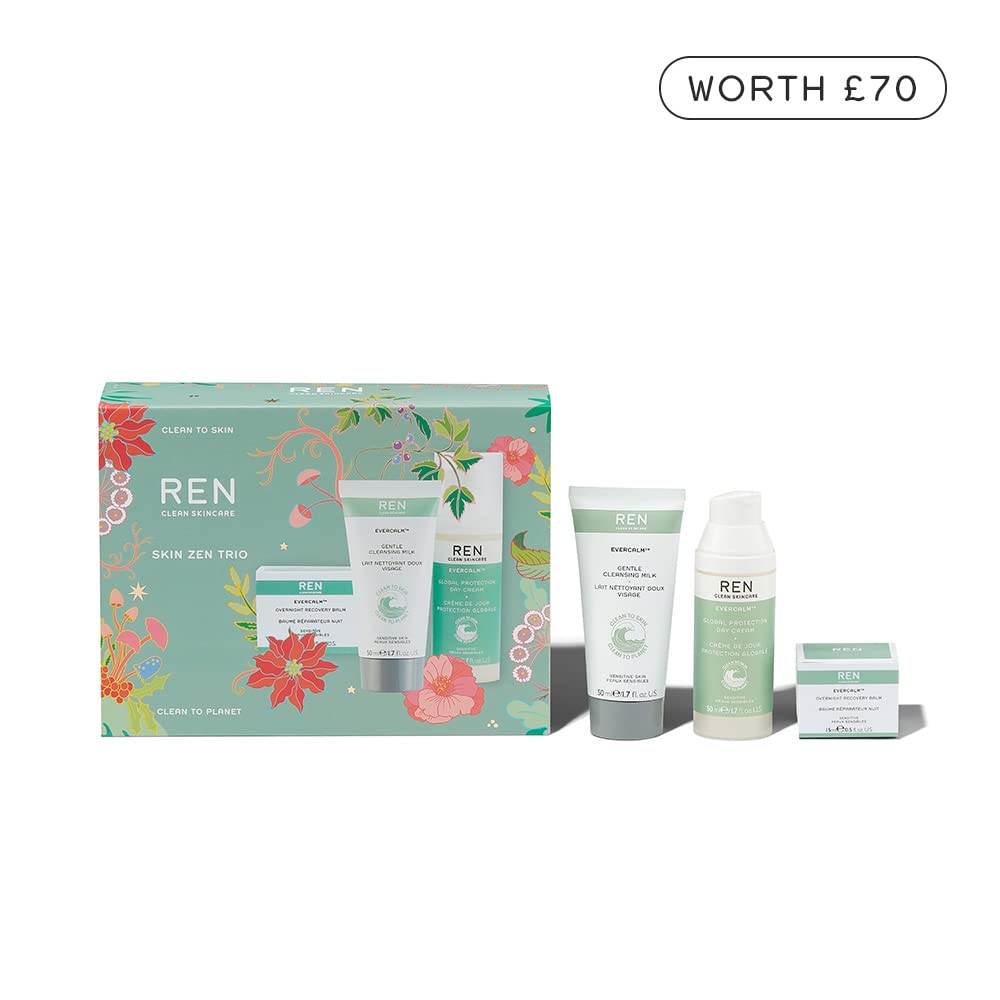 Ren Skin Zen Trio Cleanse Milk,Day Cream,O/N Balm