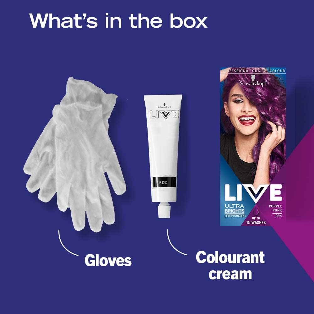 Schwarzkopf Live Ultra Brights Or Pastel Semi-Permanent Hair Colour 80ml - 094 Purple Punk