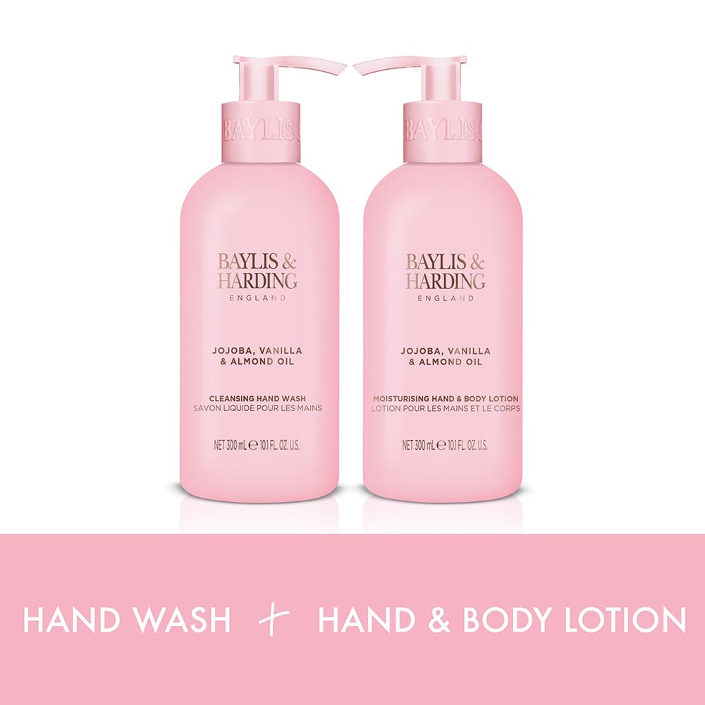 Baylis & Harding Jojoba, Vanilla & Almond Oil Gift Set 300ml Hand Wash + 300ml Body Lotion