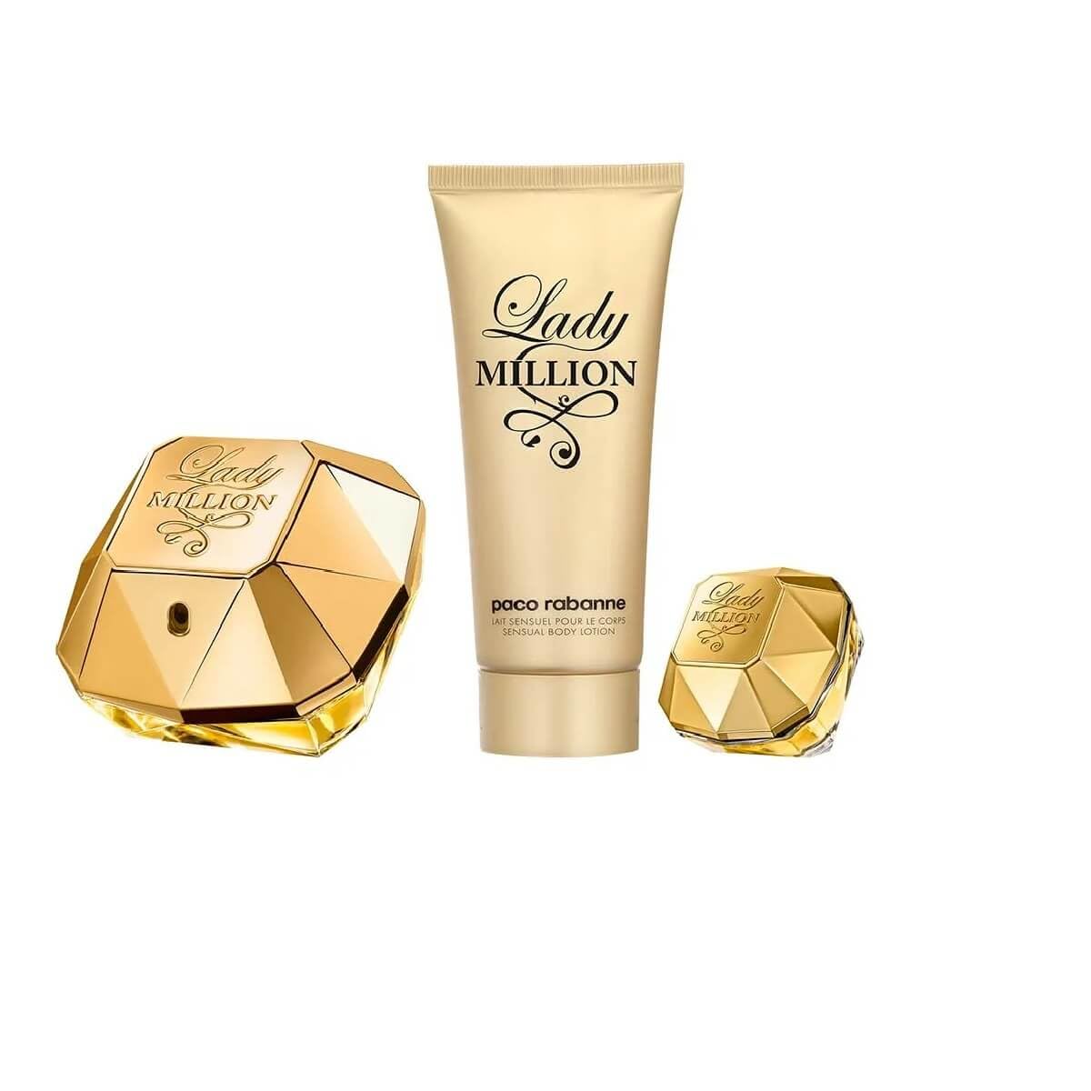 Paco Rabanne Lady Million 3 Piece Gift Set: Eau de Parfum 80ml - Eau de Parfum 5ml - Body Lotion 100ml - Sets at MyBeautyBoutique by Paco Rabanne