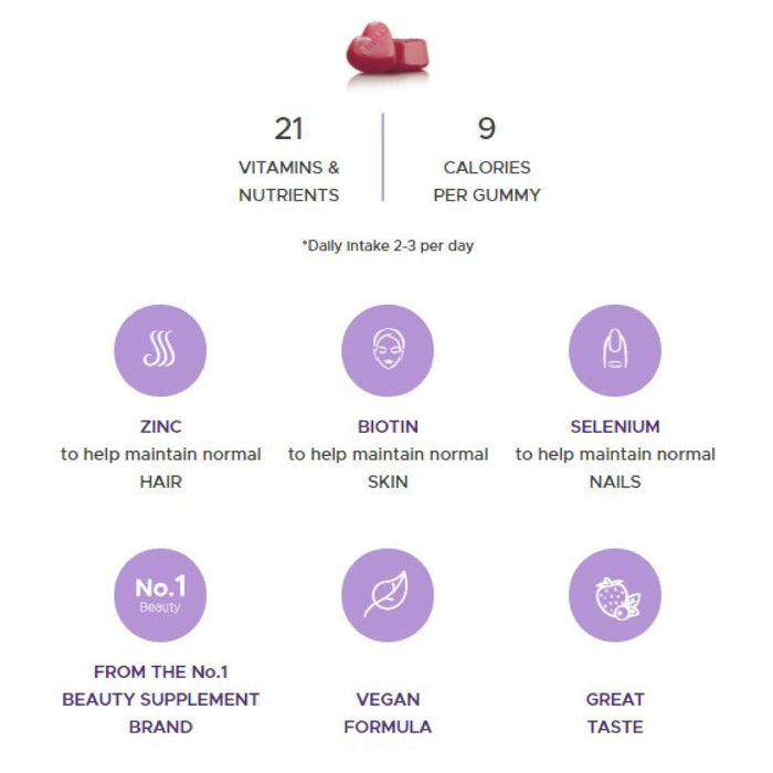 Vitabiotics Perfectil Hair Crush Natural Mixed Berry Flavour Vegan Gummies