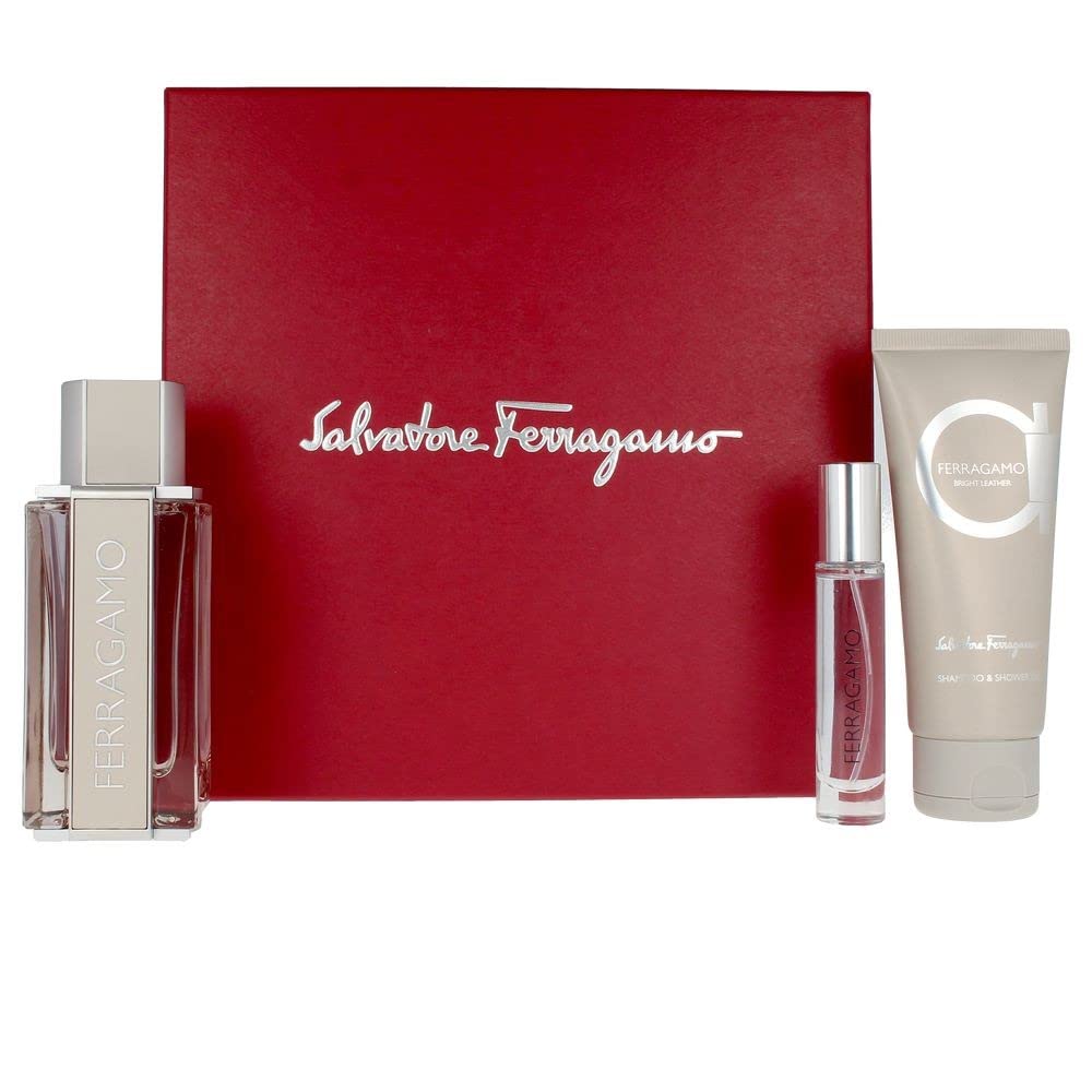 Salvatore Ferragamo Ferragamo Bright Leather Gift Set 100ml EDT + 10ml EDT + 100ml Shampoo & Shower Gel