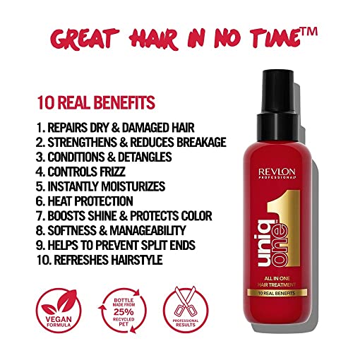 Revlon UniqONE Professional Vegan Leave In Conditioner & Hair Treatment for Shine & Frizz Control (150ml) Classic All Hair Types