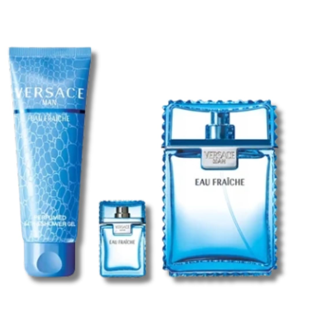 Versace Man Eau Fraiche Gift Set 100ml EDT + 5ml EDT + 150ml Shower Gel