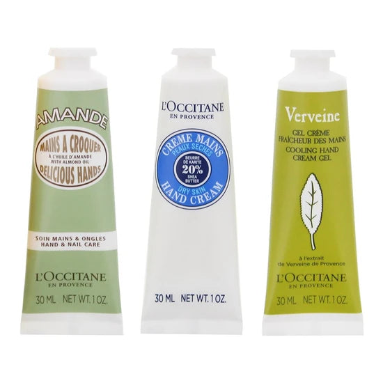 L'Occitane en Provence Travel Exclusive Hand Cream Collection 3 x 30ml Almond + Verbena + Shea Butter