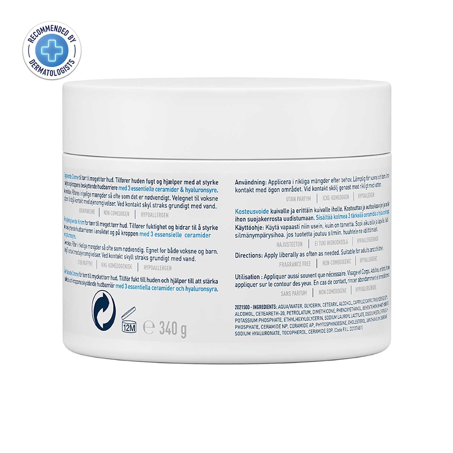 CeraVe Moisturising Body And Face Cream 340g