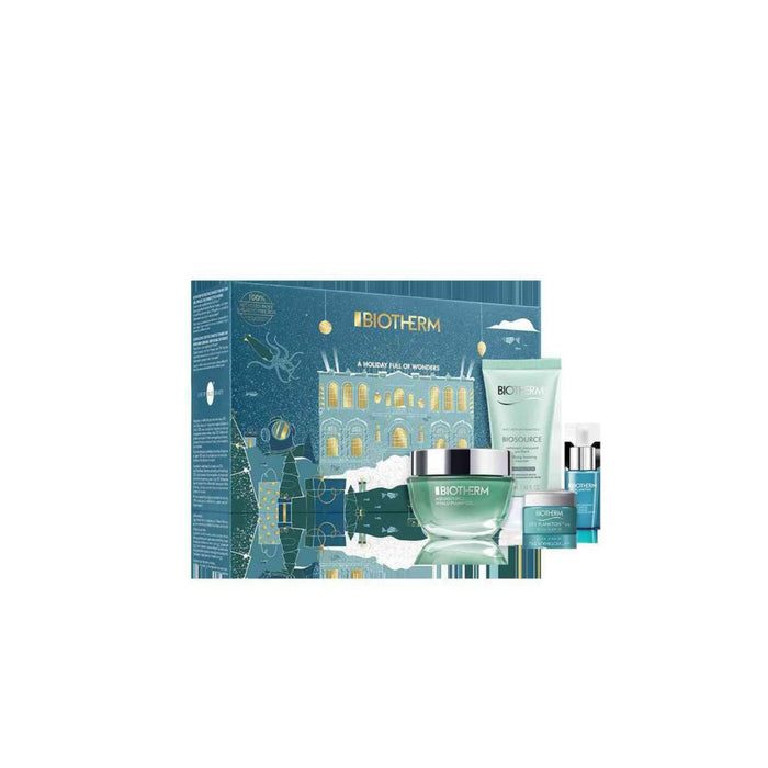 Biotherm Aquasource Gift Set 50ml Hyalu Plump Gel + 7ml Life Plankton Elixir + 50ml Biosource Purifying Foaming Cleanser+ 5ml Life Plankton Eye Cream + Pouch