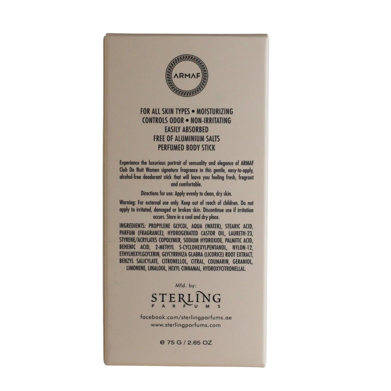 Armaf Club De Nuit Woman Deodorant Stick 75g - Bath & Body at MyBeautyBoutique by Armaf