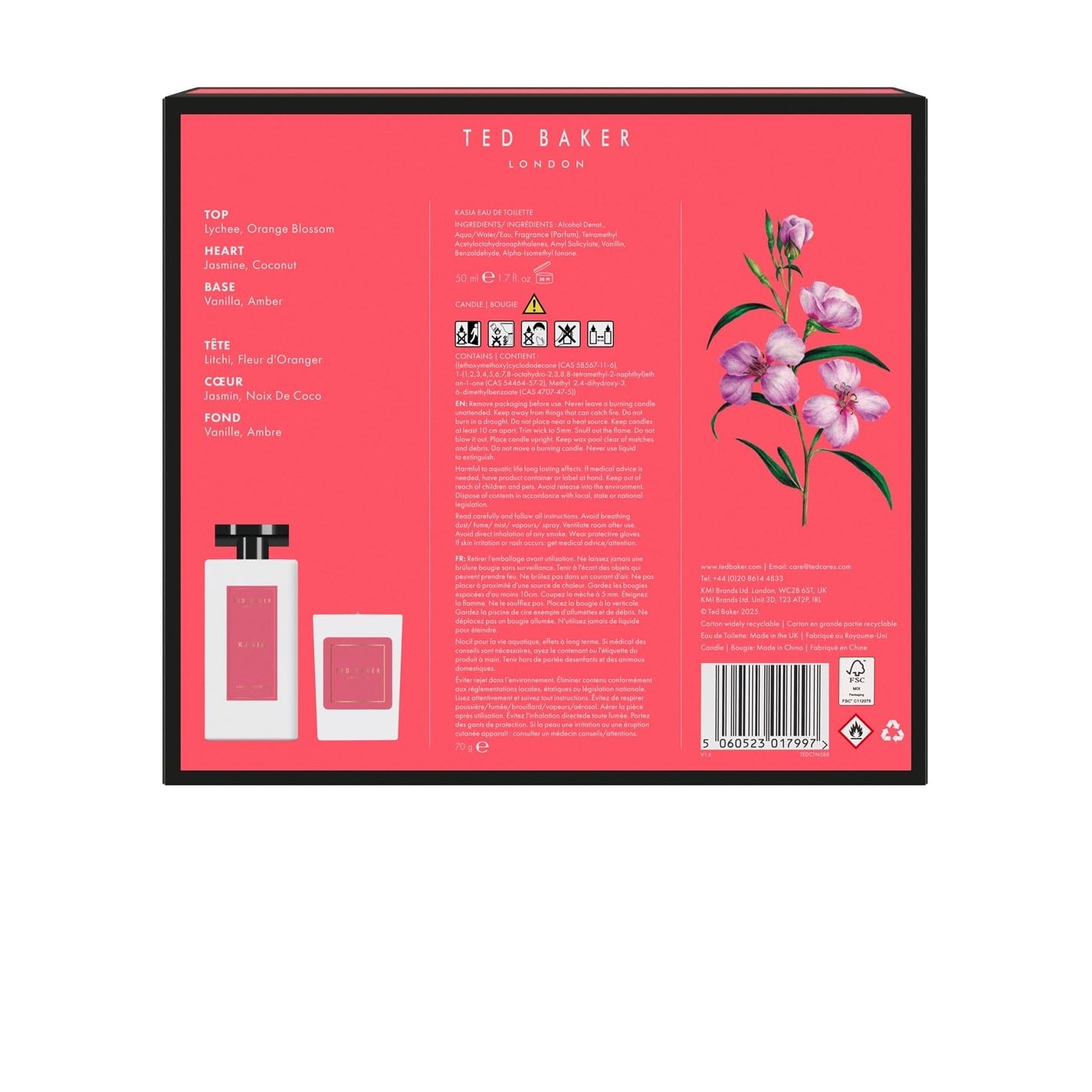 Ted Baker Kasia Gift Set 50ml EDT + 70g Candle
