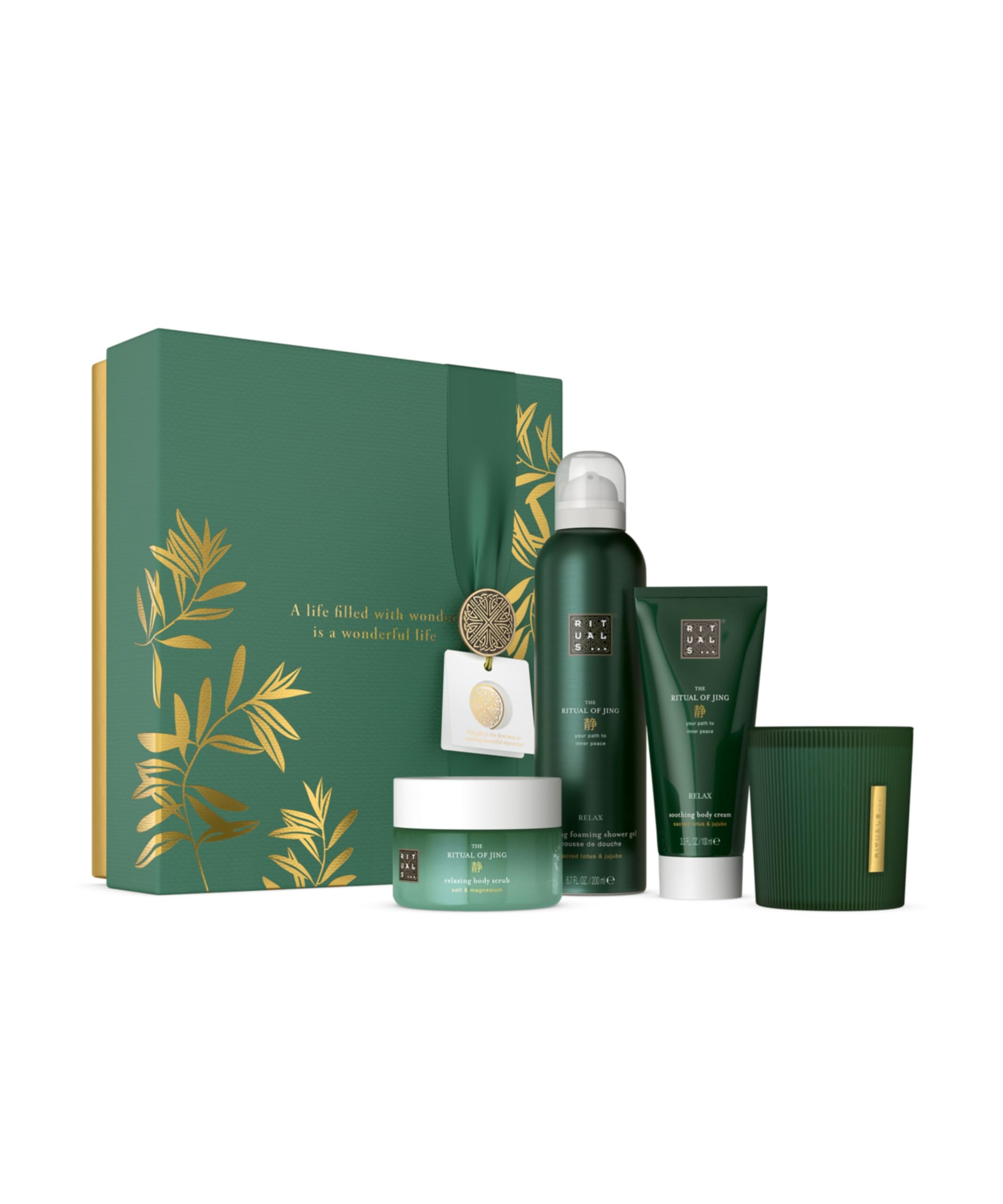 The Ritual of Jing Gift Set - Shower Gel 200Ml - Body Cream 100Ml - Body Scrub 125G - Scented Candle 140Gr