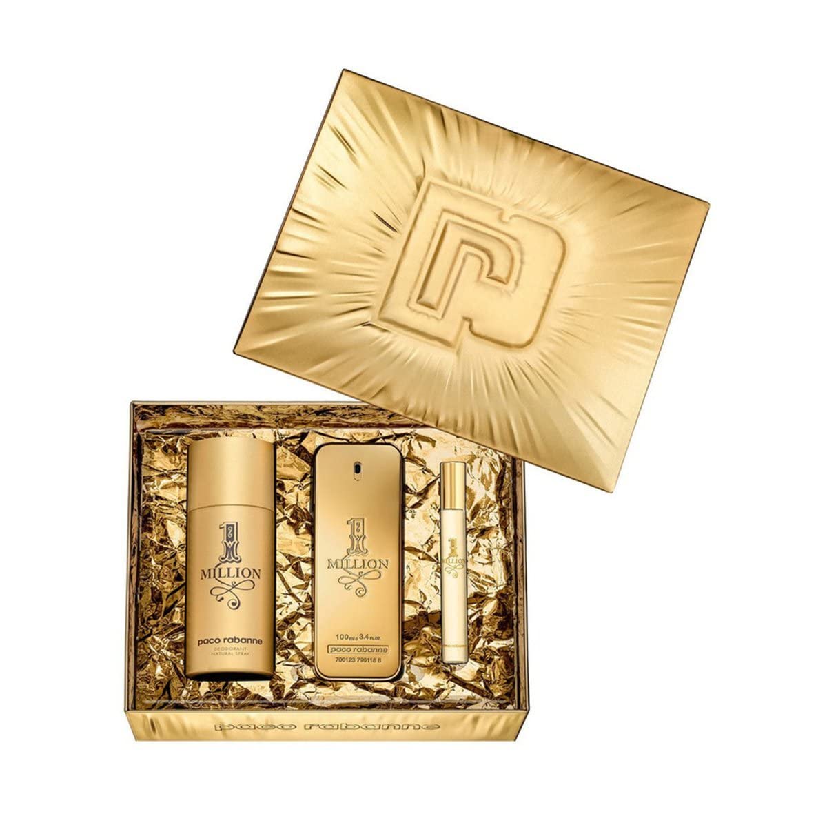 Paco Rabanne 1 Million Gift Set 100ml EDT + 150ml Deodorant Spray + 10ml EDT