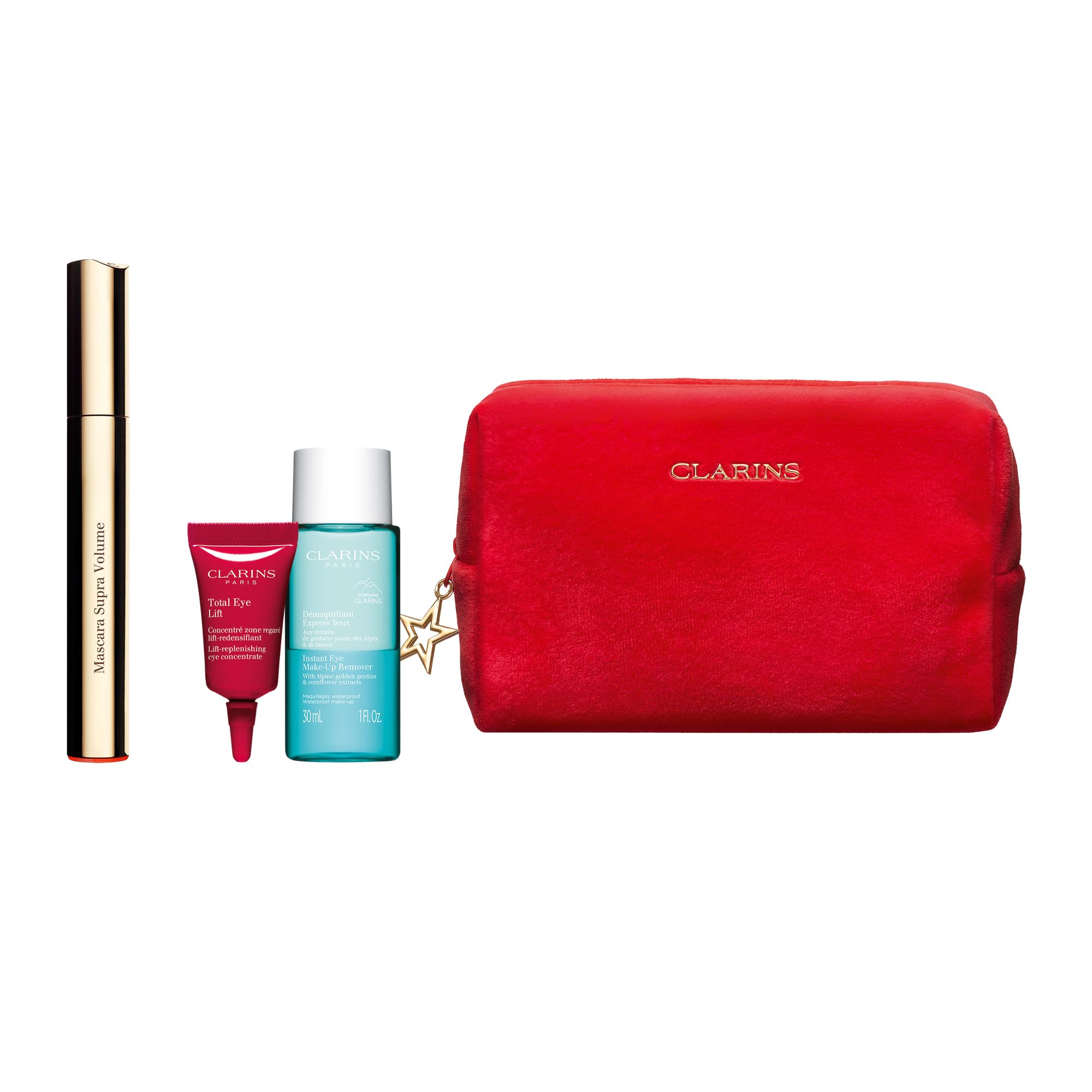 Clarins All About Eyes Gift Set 8ml Supra Volume Mascara + 30ml Instant Eye Make-Up Remover + 3ml Total Eye Lift