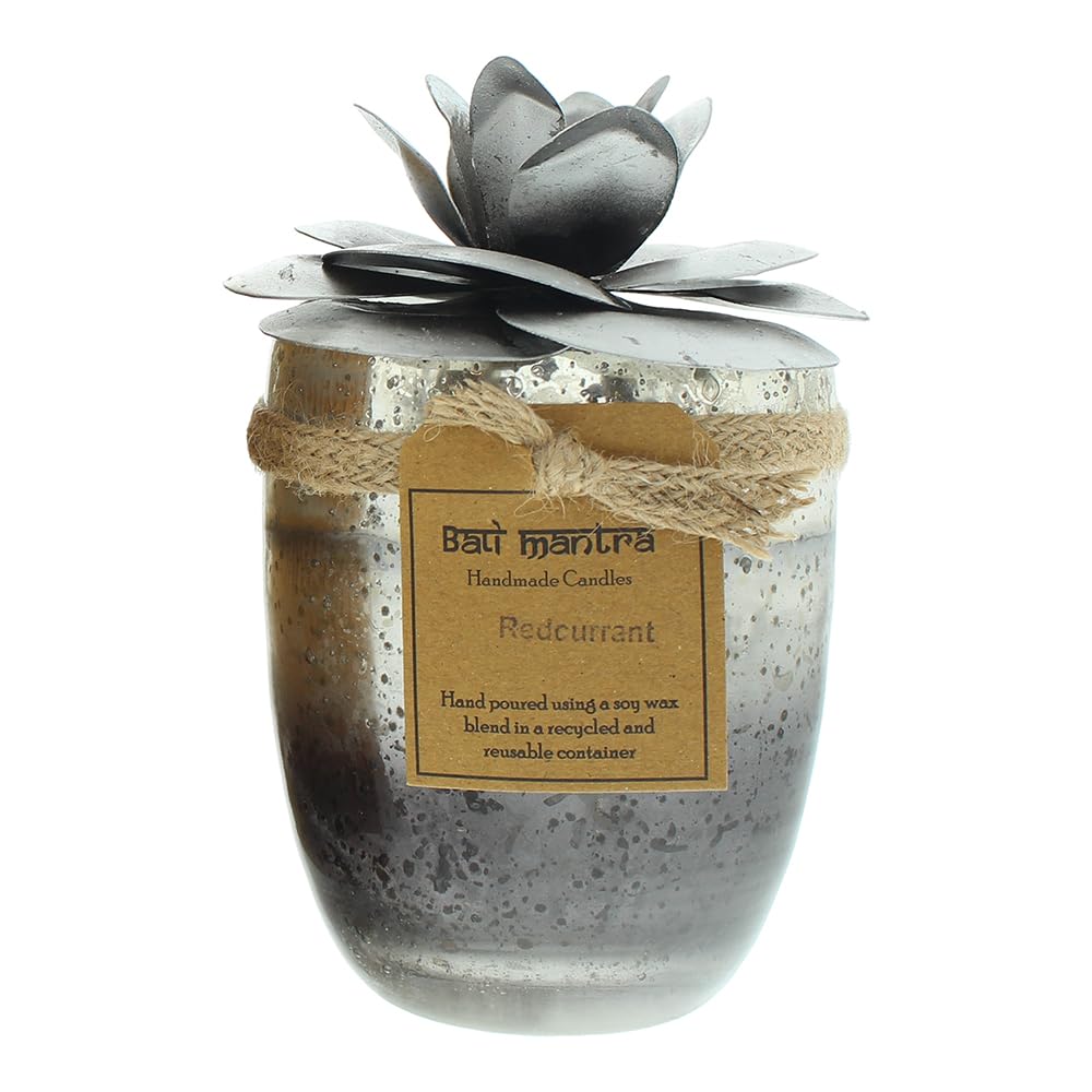 Bali Mantra Camellia Glass Silver Candle 500g - Redcurrant