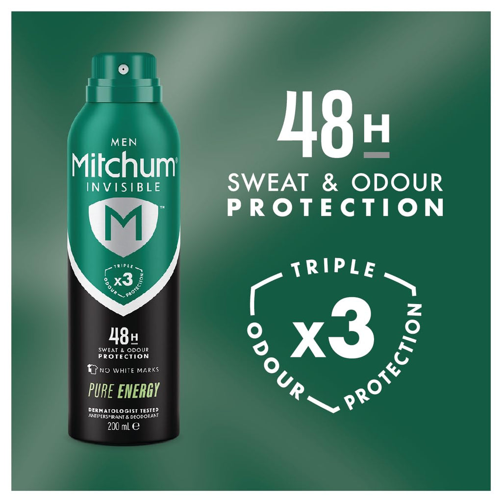 Mitchum Invisible 48hr Pure Energy Antiperspirant Deodorant Spray 200ml