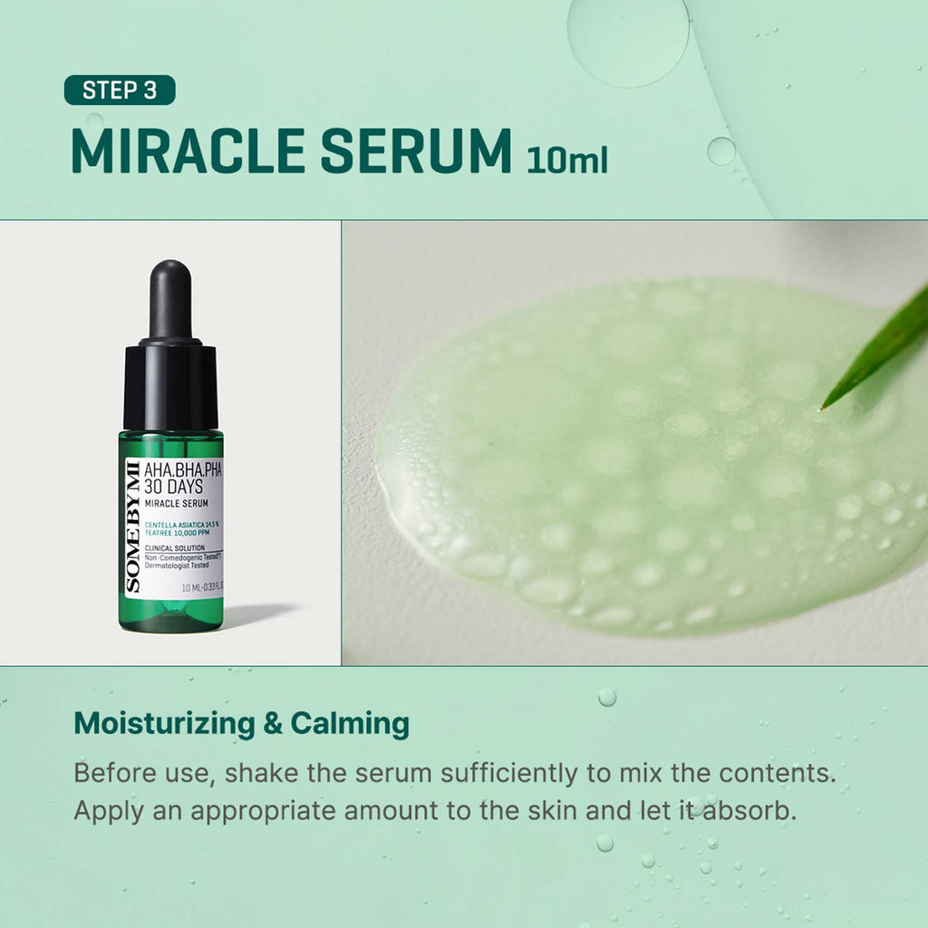 Some By Mi 30 Days AHA-BHA-PHA Miracle AC SOS Kit 4 Pieces (This set contains: 1x 30ml Acne Clear Foam 1x 30ml Toner 1x 20ml Cream 1x 10ml Serum)