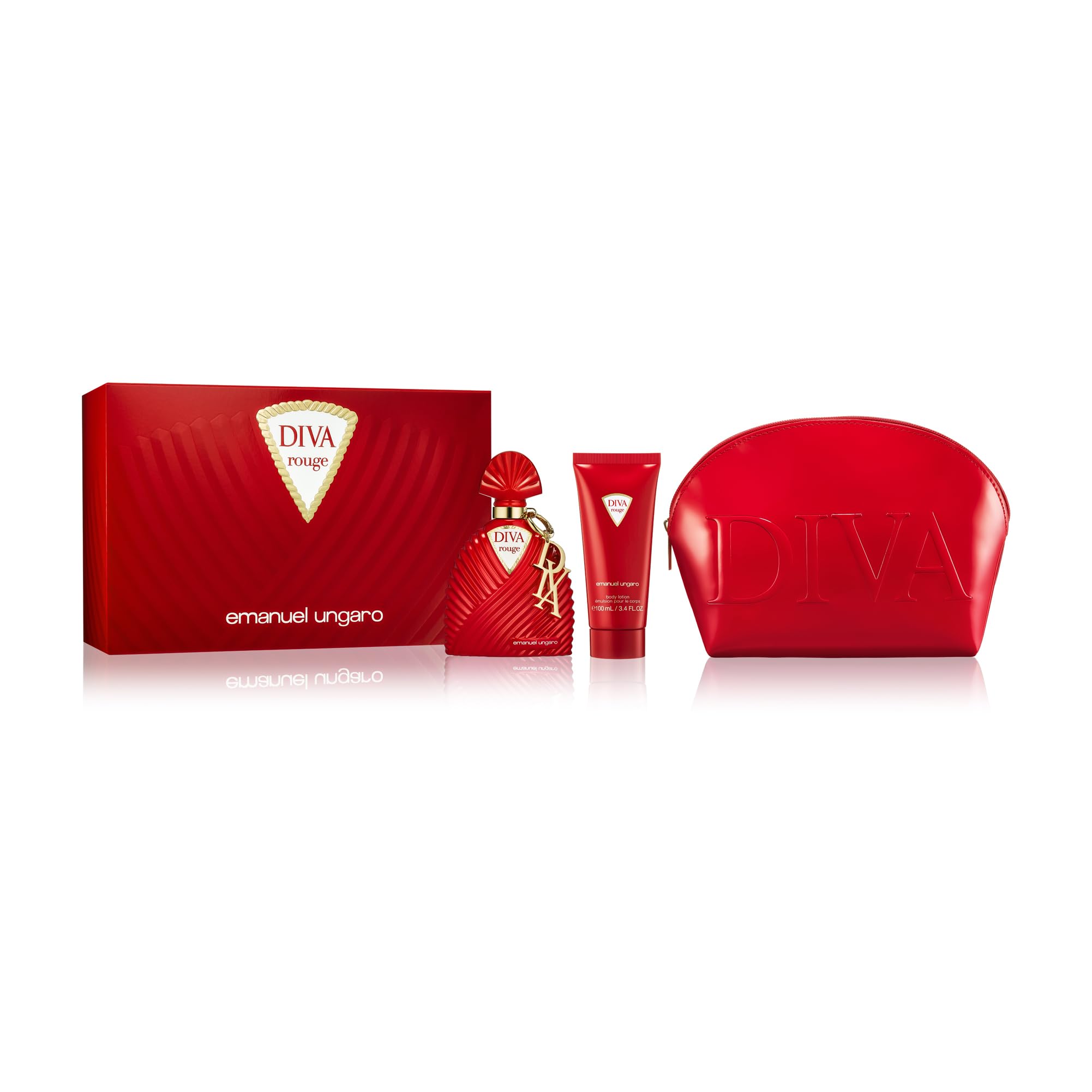 Emanuel Ungaro Diva Rouge 3 Piece Gift Set: Eau de Parfum 100ml - Body Lotion 100ml - Pouch