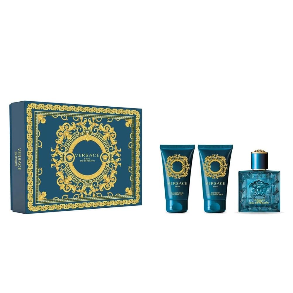 Versace Eros 3 Piece Gift Set: Eau de Toilette 50ml - Shower Gel 50ml - Aftershave Balm 50ml - Default Title - Gift Set at MyBeautyBoutique by Versace