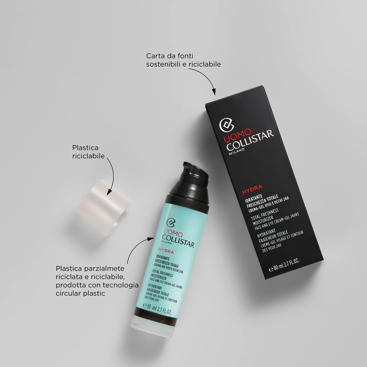 Collistar Uomo Total Freshness Moisturizer Face & Eye Cream Gel 80ml