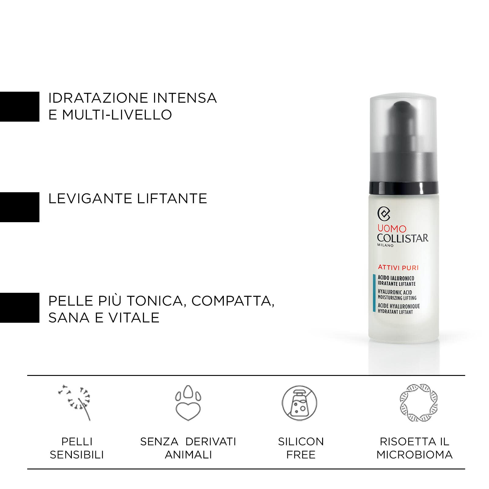 Collistar Uomo Attivi Puri Hyaluronic Acid Moisturizing Lifting 30ml