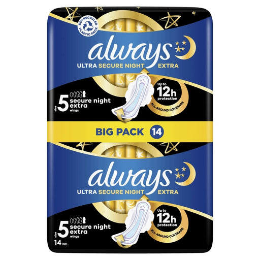 Always Ultra Sanitary Towels Secure Night Extra Wings (Size 5)