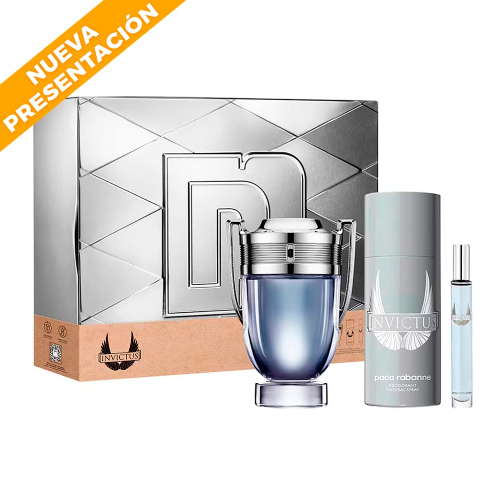 Paco Rabanne Invictus 3 Piece Set - Eau de Toilette 100ml - Eau de Toilette 10ml