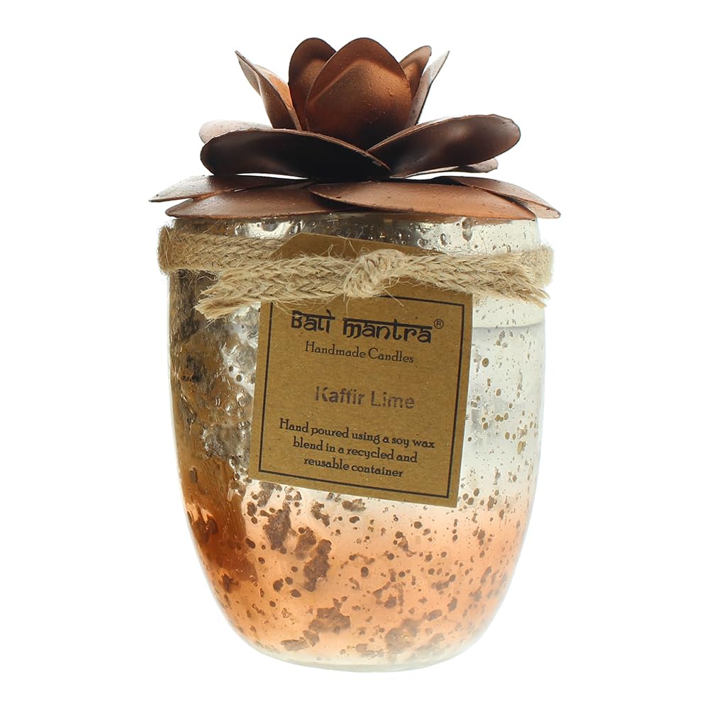 Bali Mantra Camellia Glass Copper Candle 500g - Kaffir Lime