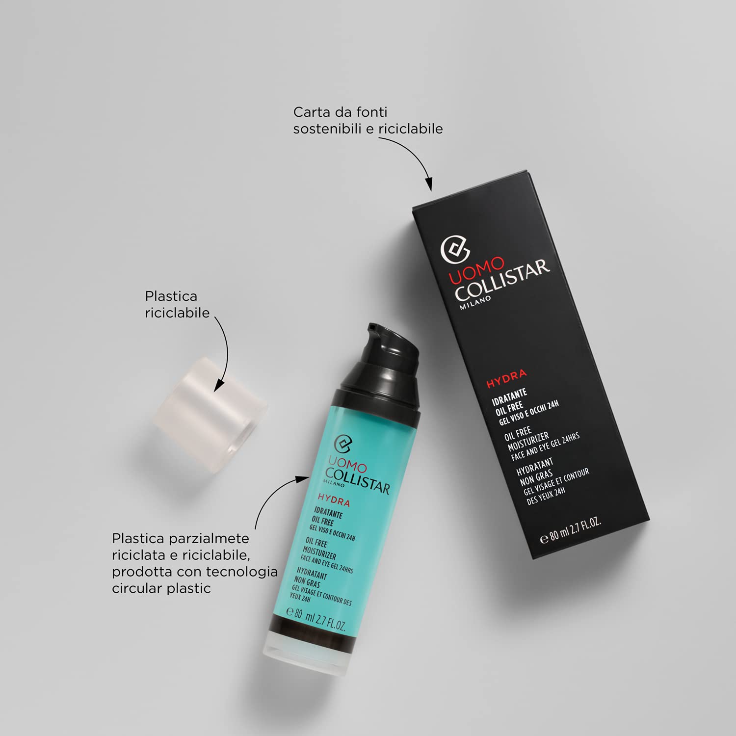 Collistar Uomo Face & Eye Gel 24HRS Oil Free Moisturizer 80ml