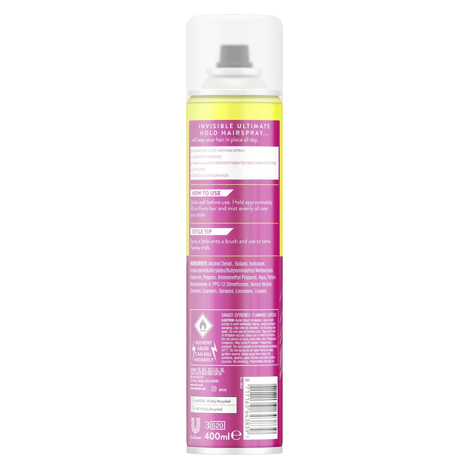VO5 Invisible Ultimate Hold Hairspray 400ml - 5