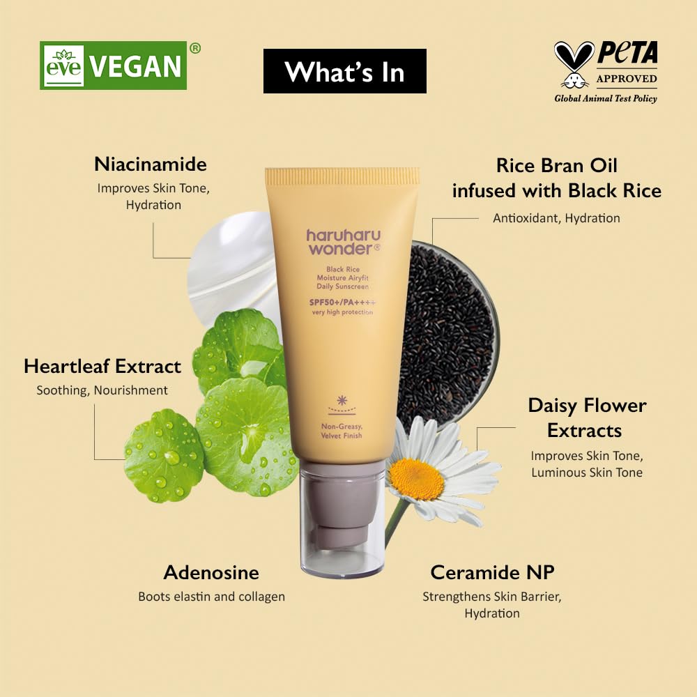 Haruharu Wonder Black Rice Moisture Airyfit Daily Sunscreen SPF50+/Pa++++ 50ml