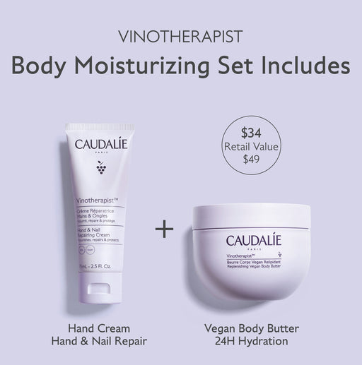 Caudalie Vinotherapist Body Moisture Duo Gift Set 250g Replenishing Vegan Body Butter + 75ml Hand & Nail Repairing Cream