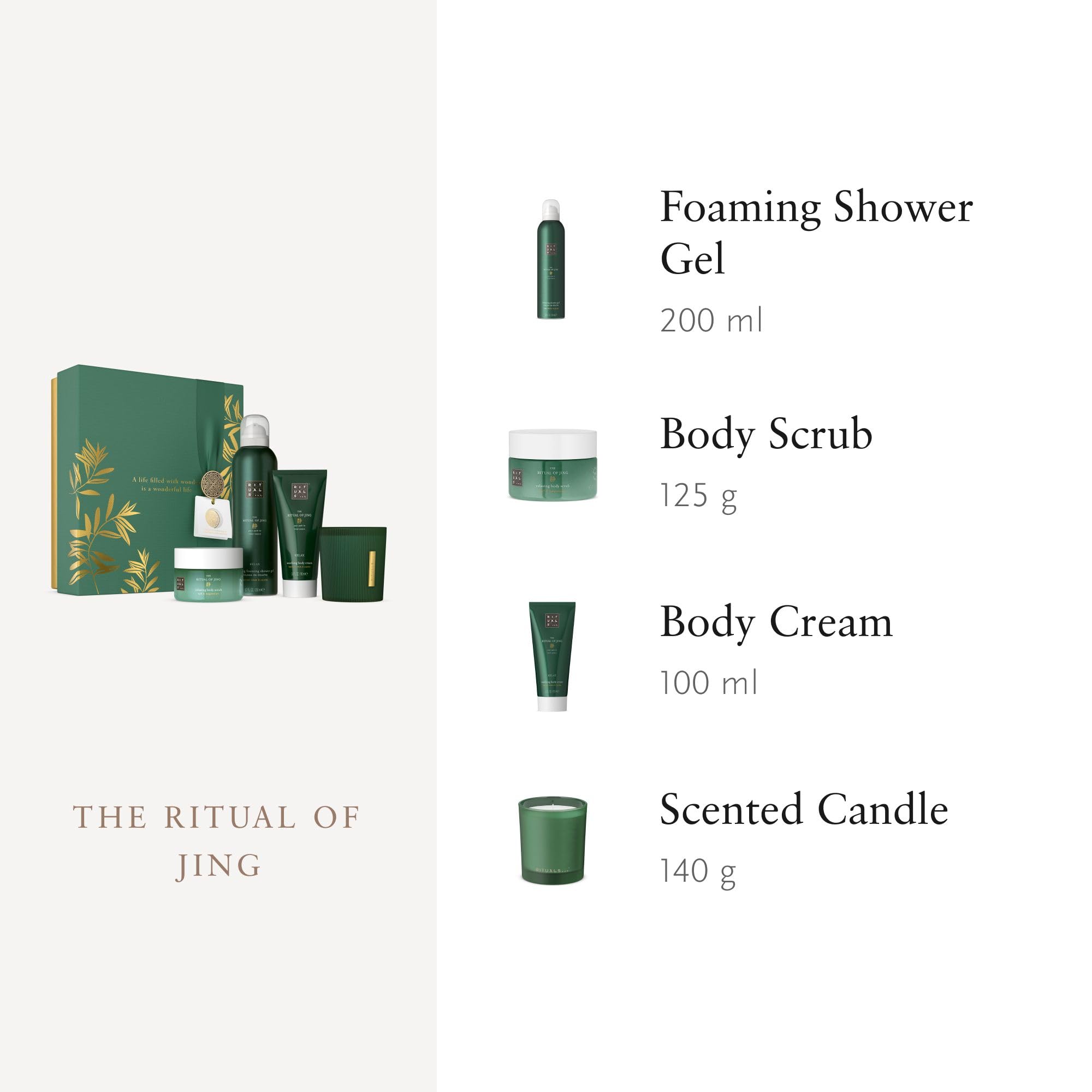 The Ritual of Jing Gift Set - Shower Gel 200Ml - Body Cream 100Ml - Body Scrub 125G - Scented Candle 140Gr