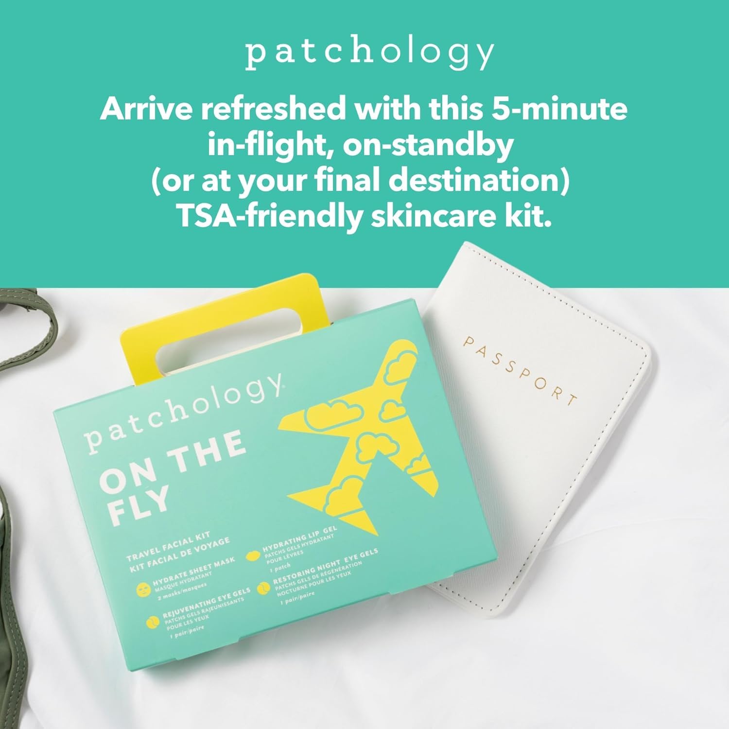 Patchology On the Fly Travel Set: Hydrate Sheet Mask 2pcs + Flash Eye Gel + Hydrating Lip Gel + Restoring Eye Gel